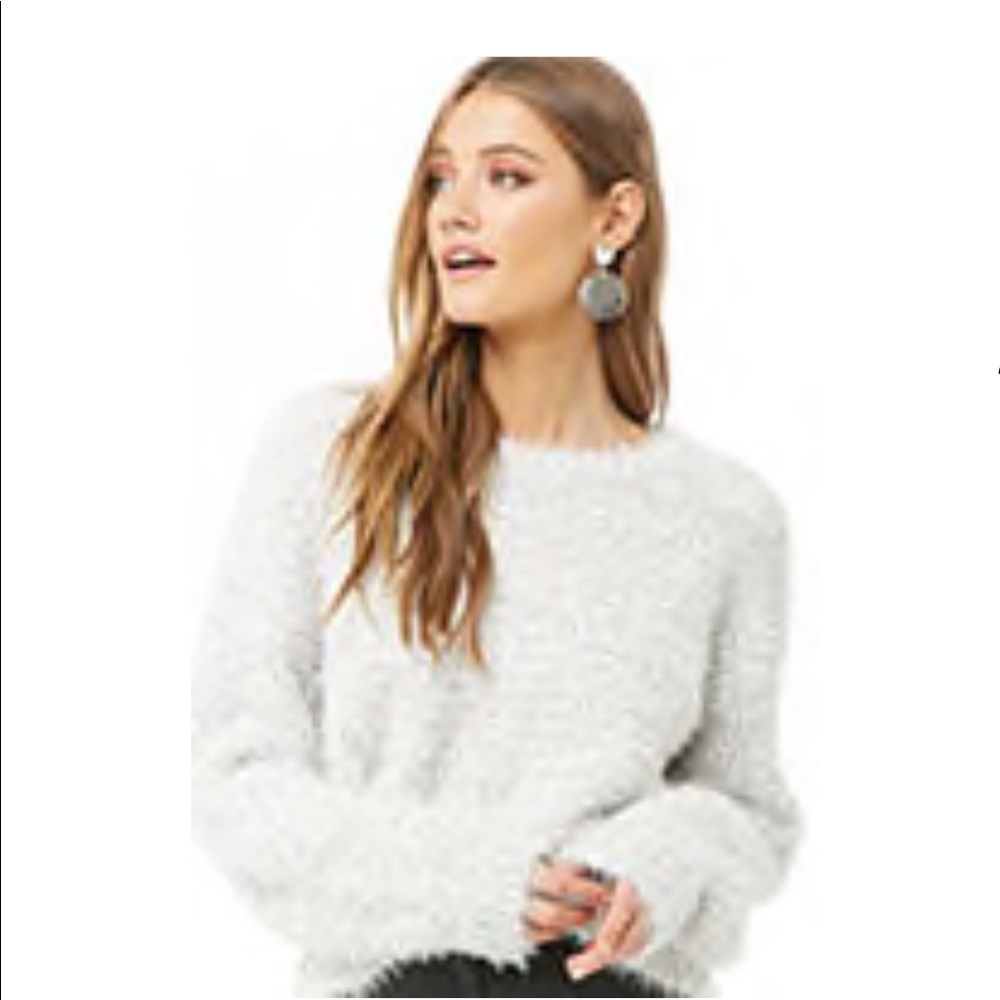 White fuzzy sweater